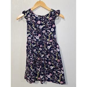 GAP Kids Navy Blue Floral Lined Dress SZ M